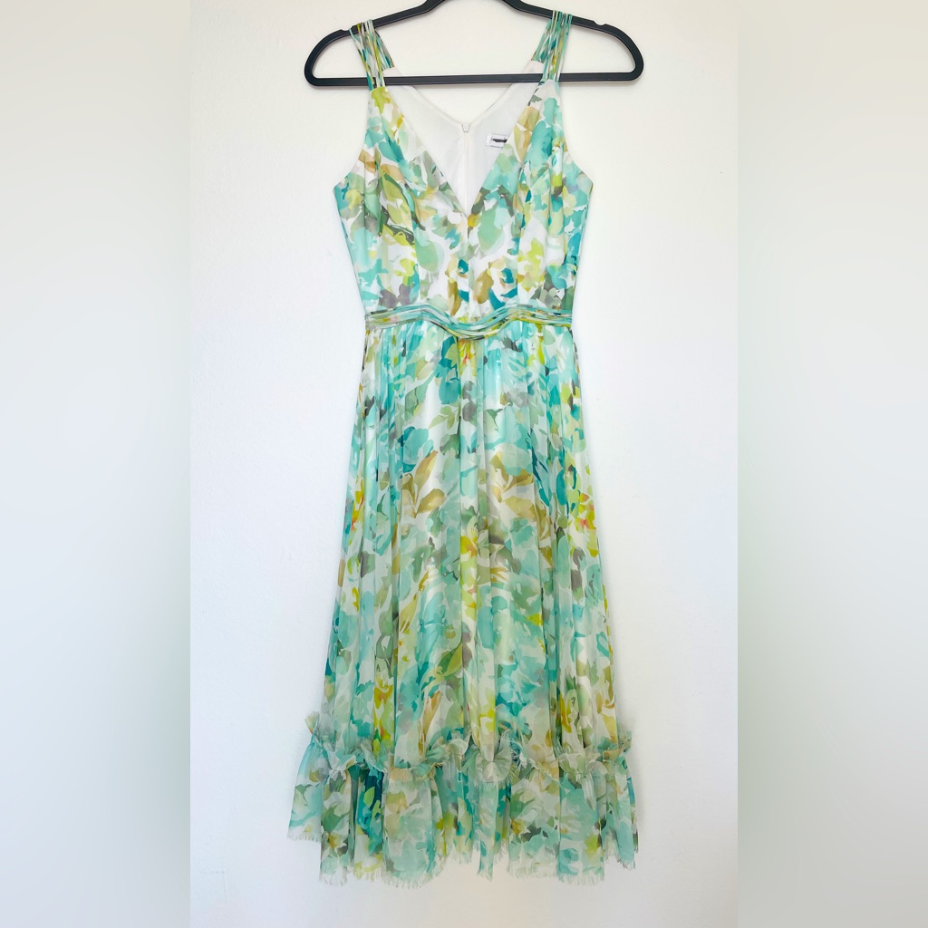 Dress The Population Green Floral A-Line Dress